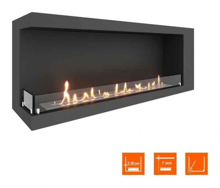 Биокамин угловой SteelHeat LONG 1300 левый (Стекло)