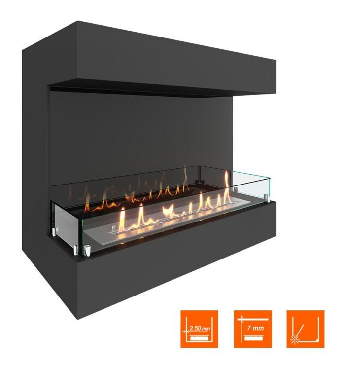 Биокамин фронтальный SteelHeat GRAND 800 (Стекло + Стемалит)