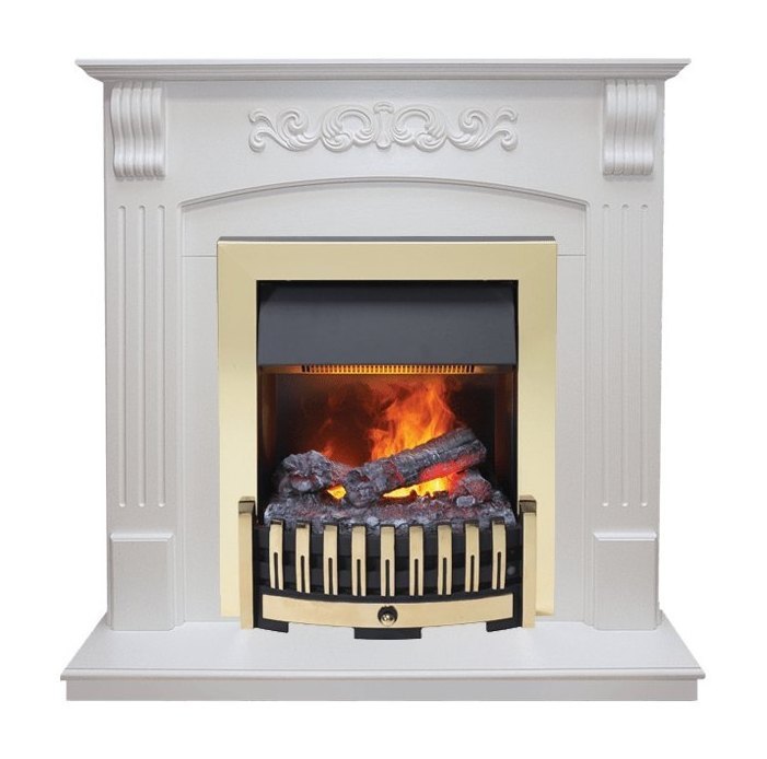 Каминокомплект Sorrento угловой - Белый дуб с очагом Danville Brass FB2