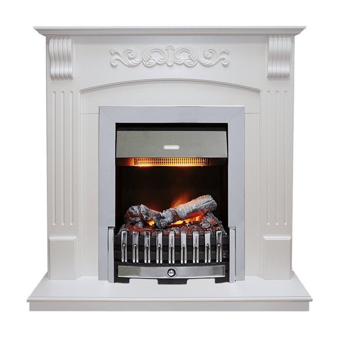 Каминокомплект Sorrento угловой - Белый дуб с очагом Danville Chrome FB2