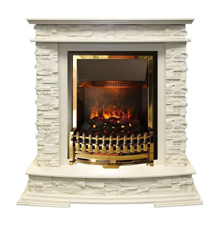 Каминокомплект Luzern - Слоновая кость с очагом Atherton