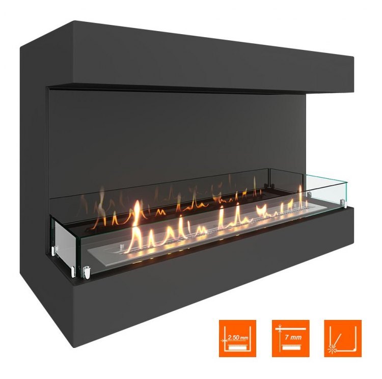 Биокамин фронтальный SteelHeat GRAND 1000 (Стекло + Стемалит)