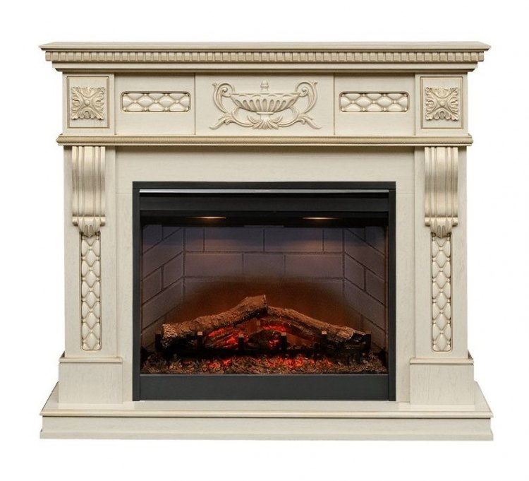 Каминокомплект Corsica - Слоновая кость с патиной с очагом Symphony 26'' DF2608-INT