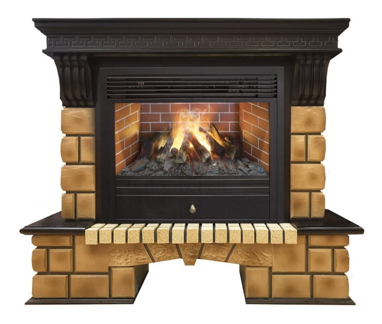 Электрокамин RealFlame Stone Brick 26 AO с Novara 26 3D