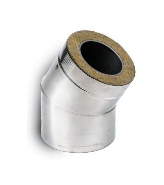 Отвод 30° DOTH D160 с изоляцией 50 мм, AISI 321/оцинкованная сталь (Вулкан)
