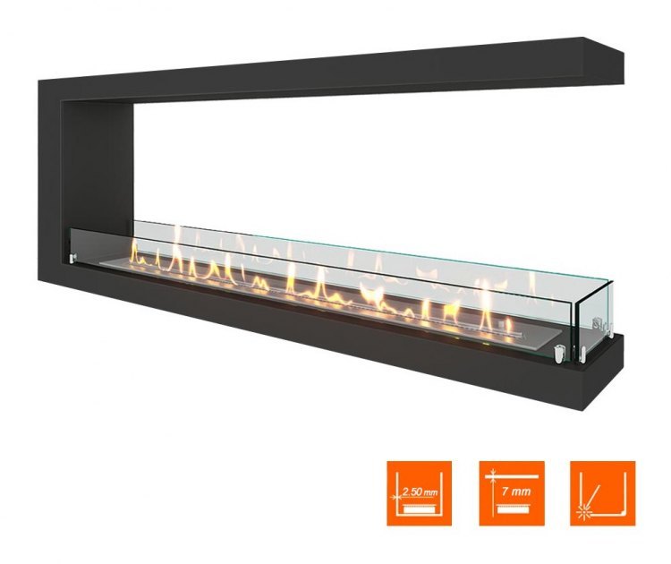 Биокамин торцевой SteelHeat LONG 1400 (Стекло)