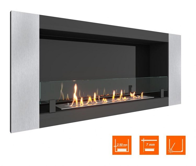 Биокамин в нишу SteelHeat LONG-V 1200 (Стекло + Стемалит)