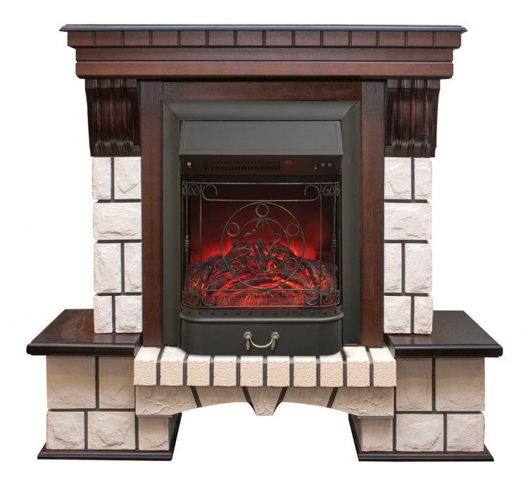 Электрокамин Stone AO с очагом Majestic Lux BL S