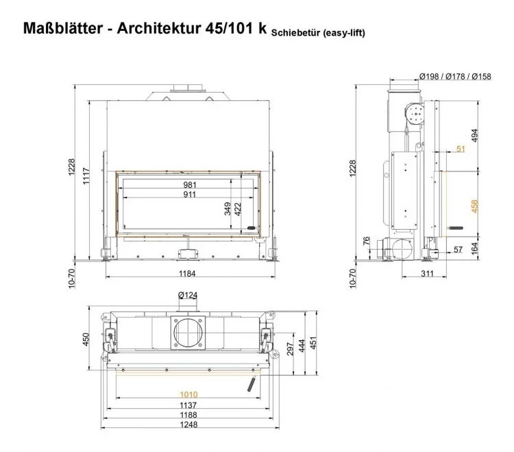 Каминная топка Brunner Architecture 45/101 K (уменьшенная топка)
