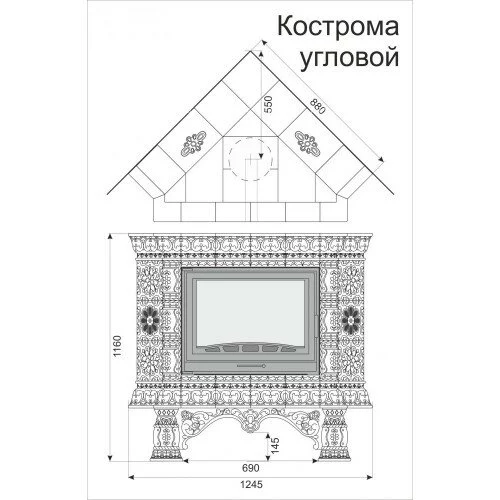 Каминная облицовка КимрПечь Кострома угловая Октябрь