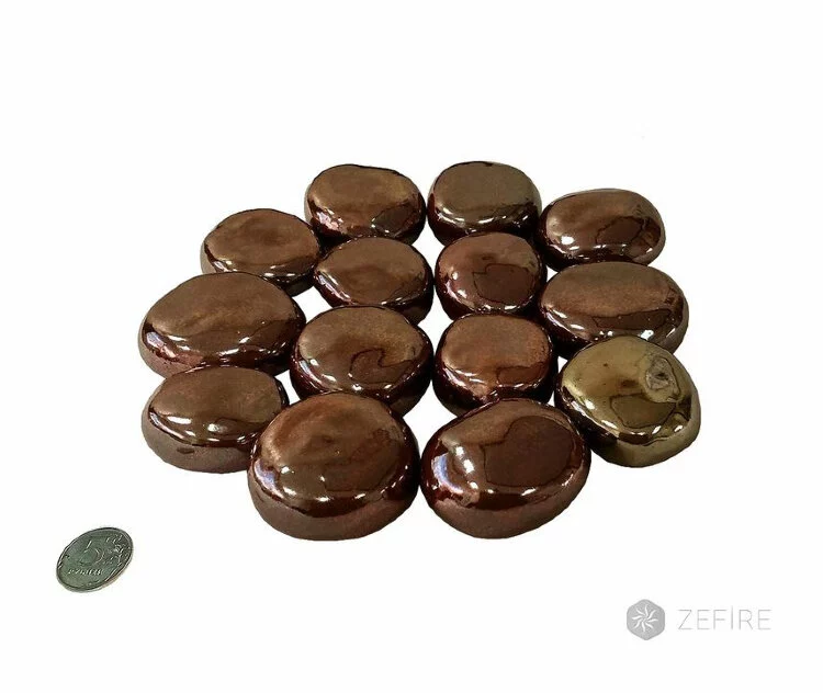 Декоративные керамические камни красное золото 14 шт (ZeFire)