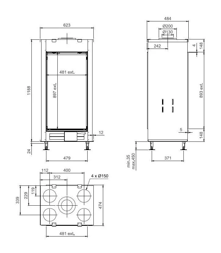 Газовый камин Тру Вижен 550 DV / True Vision 550 DV gas