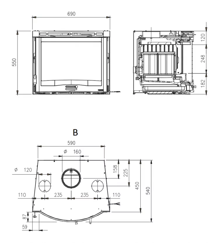 Каминная топка La Nordica Inserto 70 Ventilato Tondo