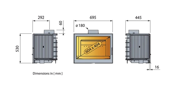 Каминная топка Liseo LCI 007 GF Flat top CL (с шибером) (K7 CL)