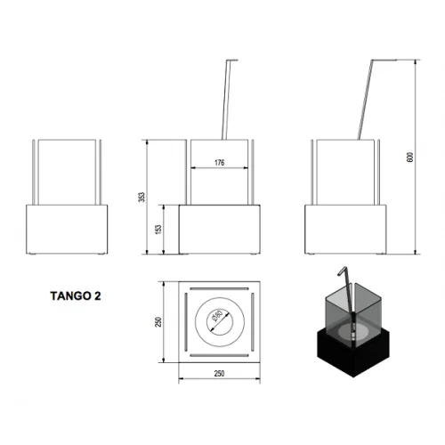 Биокамин Kratki Tango 2 черный (настольный)