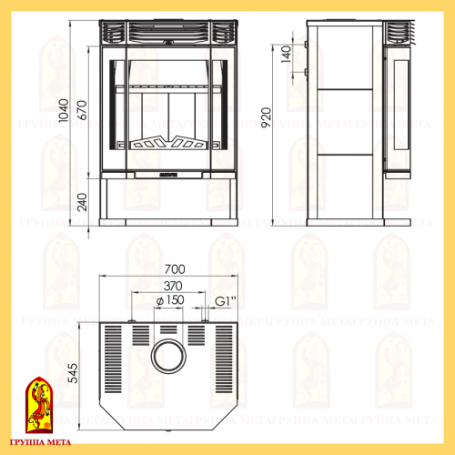 Печь-камин Мета Metafire Ангара 12 Аква