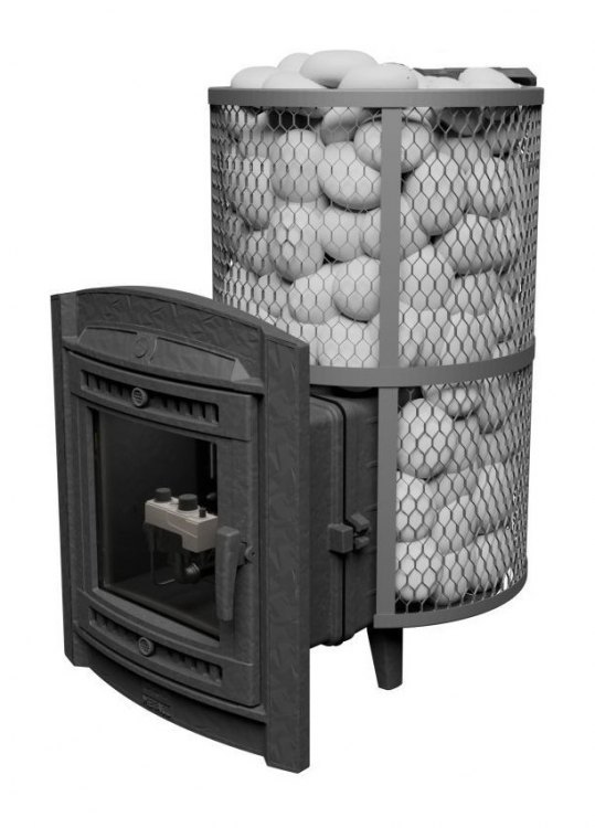 Банная печь Атмосфера L сетка нержавейка с газовой горелкой