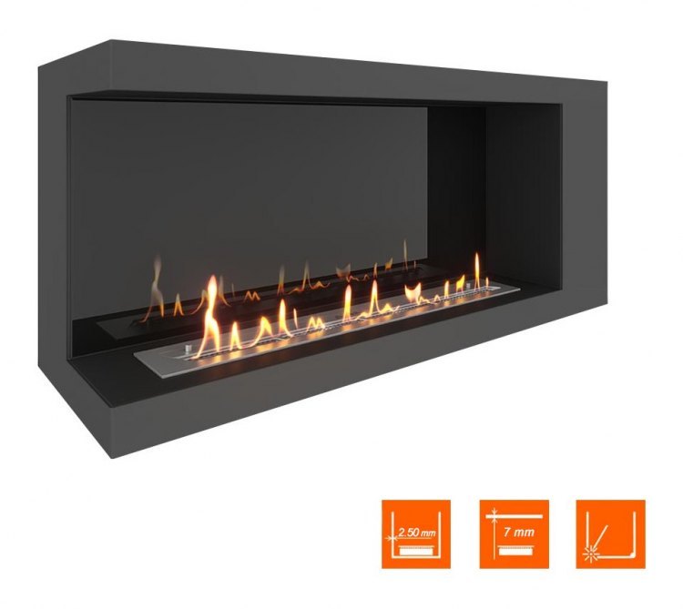 Биокамин угловой SteelHeat LONG 1100 левый (Стемалит)