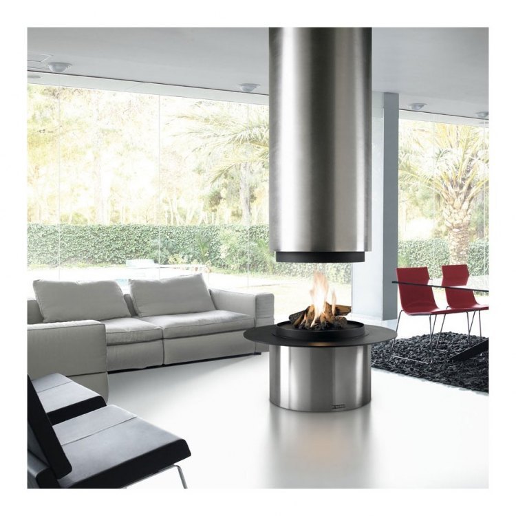 Камин DIAMANTE CENTRAL INOX, без стекла (Traforart)