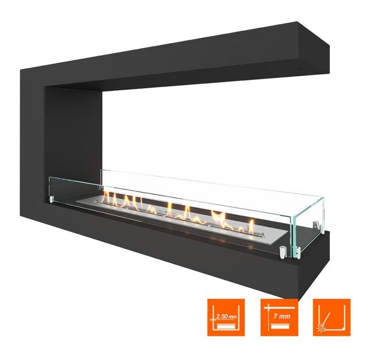 Биокамин торцевой SteelHeat LONG 1000 (Стекло)